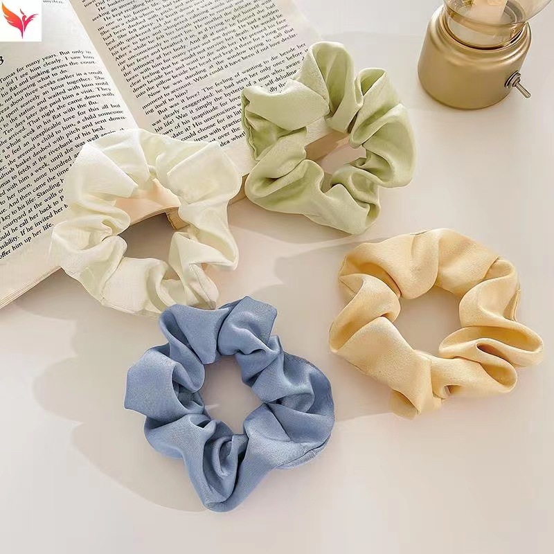 Custom 16 Momme Pure Silk Scrunchies Solid Colors Queen Size 4cm Silk Scrunchie For Hair 100% Silk H